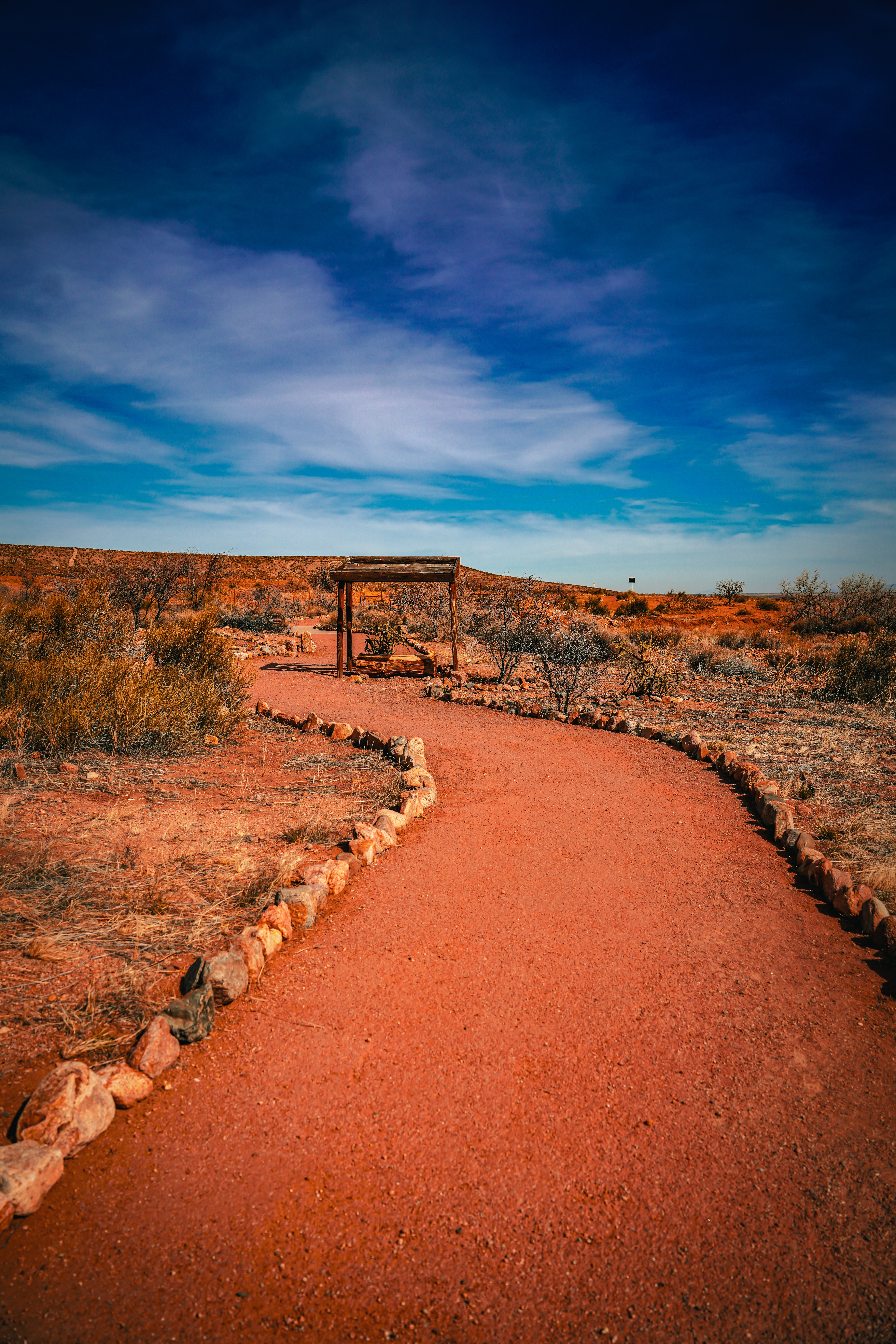 Museum trail with sky and clouds in background